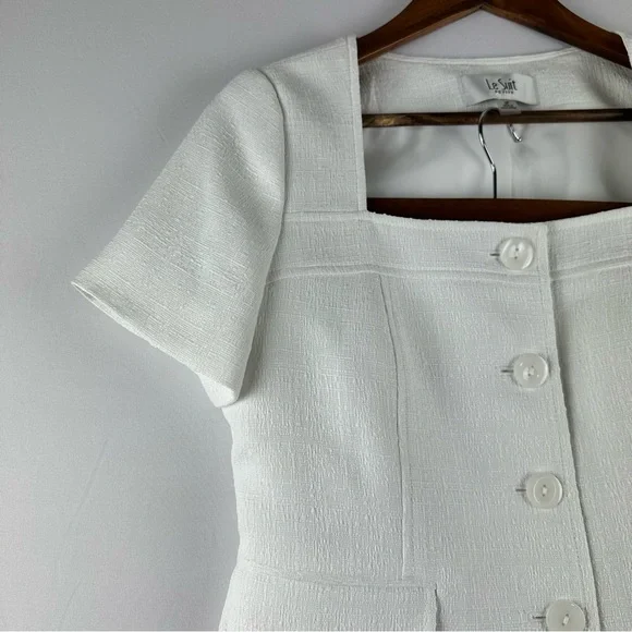 LE SUIT Women Tweed Square Neck Button Front Jacket and Slim Skirt Set Petite - Picture 5 of 16